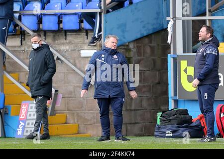 BARROW IN FURNESS, GROSSBRITANNIEN. MÄRZ 20th: 'Crawley Town Manager, John Yems' während des Sky Bet League 2-Spiels zwischen Barrow und Crawley Town in der Holker Street, Barrow-in-Furness am Samstag, 20th. März 2021. (Kredit: Mark Fletcher, Mi News) Kredit: MI Nachrichten & Sport /Alamy Live Nachrichten Stockfoto