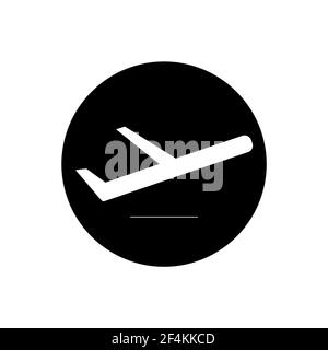Abflug-Logo mit Flugzeug abheben Symbol. Stockfoto