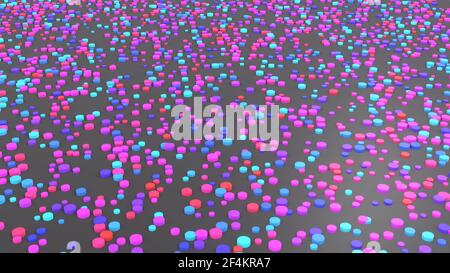 Textur - farbige Zylinder, kreative Partikel Muster Hintergrund, 3D Rendering Stockfoto