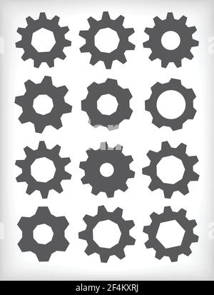 Vektor-Satz von Zahnrädern auf weißem Hintergrund isoliert. Vektorgrafik. CNC-Schneiden . Stock Vektor