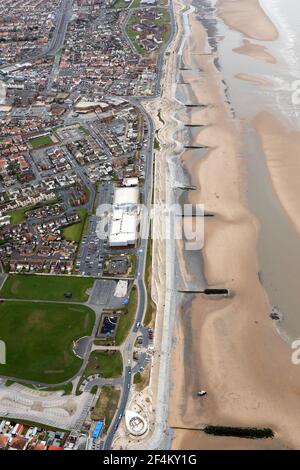 Luftaufnahme von Cleveleys (oder Thornton-Cleveleys), nördlich von Blackpool, an der Fylde Coast, Lancashire Stockfoto