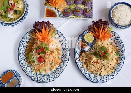 Im All Siam Thai Restaurant, Ecclesall Road, wird leckeres und aufregenhaftes thailändisches Essen serviert Stockfoto