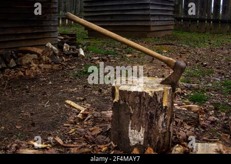 Axe des Typs, der in der Kolonie von Henryco aus dem 17th. Jahrhundert verwendet wurde. Stockfoto