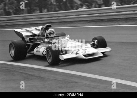 Howden GANLEY fährt im Grand Prix de France 1972 auf der Charade-Rennstrecke in der Nähe von Clermont-Ferrand mit dem Formel-1-Wagen BRM. Stockfoto