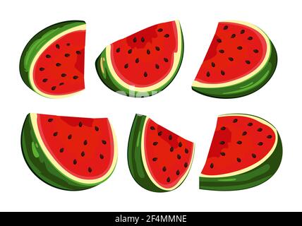 Set von Wassermelone in einem Cartoon-Stil. Isoliertes Objekt. Beeren von der Farm. Bio-Lebensmittel. Vektor Stock Vektor