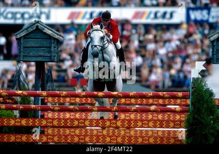 World Equestrian Games, Stockholm, 1990, Greg Best (USA) Riding Gem Twist Stockfoto