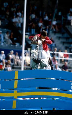 Weltreiterspiele, Stockholm, 1990, Arnaldo Bologni (ITA) Reiten Mokkaido Stockfoto