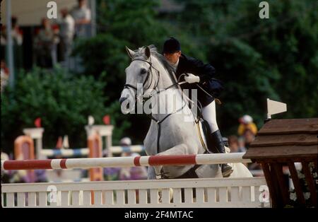 CSIO Luxemburg 1995, Kelly Brown (GBR), Alfredo Stockfoto