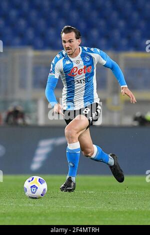 Rom, Italien. März 2021, 21st. Fabian Ruiz von SSC Napoli in Aktion während der italienischen Serie A Fußballspiel zwischen AS Roma und SSC Napoli im Stadio Olimpico am 21. März 2021, in Rom, Italien. (Foto von Roberto Ramaccia/INA Photo Agency) Quelle: SIPA USA/Alamy Live News Stockfoto