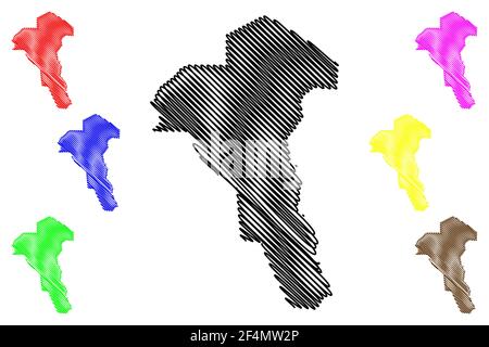 Unity State (States of South Sudan, Greater Upper Nile Region) Karte Vektorgrafik, Skizze Western Upper Nile Karte Stock Vektor