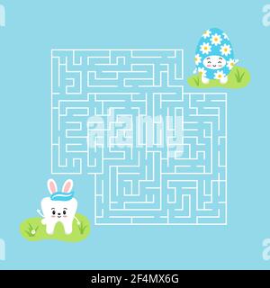 Ostern Zahn Kinder Labyrinth Spiel Illustration im Cartoon-Stil Stock Vektor