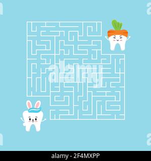 Ostern Zahn Kinder Labyrinth Spiel Vektor Illustration. Stock Vektor