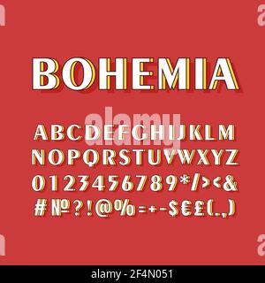 Bohemia vintage 3D Vektor Alphabet Set Stock Vektor