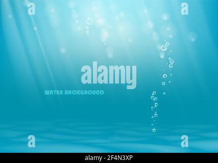 Vektor Unterwasser Hintergrund. Blaue Unterwasser mit Welligkeit und Wellenlicht. Stock Vektor