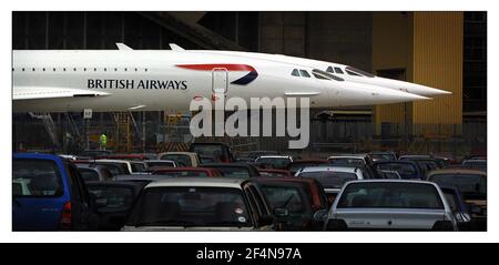 Concorde in der BA-Wartungszone des flughafens heathrow vor Um Flüge zu testen Stockfoto