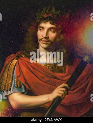 Molière in der Rolle des Caesar, der Tod von Pompey, Porträt von Nicolas Mignard Stockfoto