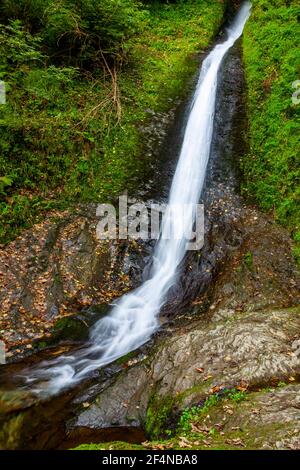 Whitelady oder White Lady Wasserfall in der Lydford Gorge in Devon England der höchste Wasserfall im Südwesten Englands, der vom River Burn fließt. Stockfoto