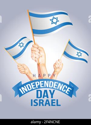 Happy Independence Day israel. Hand hält israel Flagge Vektor illustrieren Design Stock Vektor