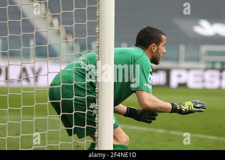 Turin, Italien. März 2021, 21st. Lorenzo Montipo' (Benevento) während Juventus FC vs Benevento Calcio, Italienische Fußballserie EIN Spiel in Turin, Italien, März 21 2021 Kredit: Unabhängige Fotoagentur/Alamy Live Nachrichten Stockfoto