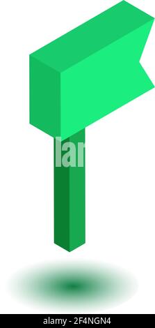 Realistisches 3D grün isometrisches Farbe Karte Pin Zeigersymbol auf weißem Hintergrund isoliert. Vektor Stock Vektor