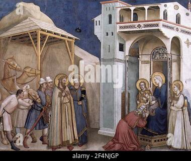 Giotto di Bondone - Anbetung Magi C1320 Stockfoto