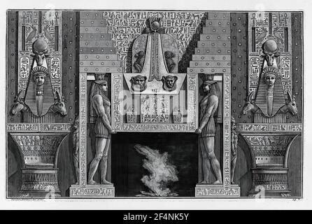 Giovanni Battista Piranesi - Egyptian Style Kamin Zwei Große Seiten Mit Figuren, die Top unterstützen Stockfoto