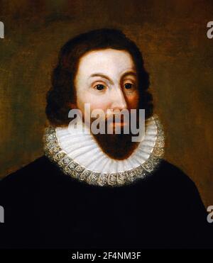 John Winthrop. Porträt des englischen Puritaner Anwalt und erster Gouverneur der Massachusetts Bay Colony, John Winthrop (1587/88-1649), Öl auf Leinwand, unbekannter Künstler, c.. 1800 nach einem frühen Gemälde aus dem 17th. Jahrhundert Stockfoto