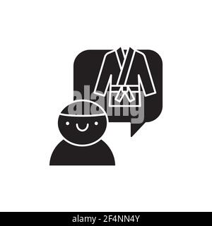 Kinder Aikido Schule Farbe Linie Symbol. Piktogramm für Webseite, mobile App, Promo. UI UX GUI Design Element. Bearbeitbare Kontur. Stock Vektor