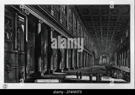 Giovanni Battista Piranesi - Blick Auf Die Basilika St. Mari Maggiore Zwei Fabriken an der Seite der Basilika Stockfoto