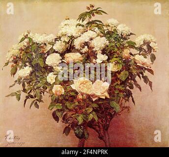 Henri Fantin-Latour - Rosen weisse Rosen 1875 Stockfoto