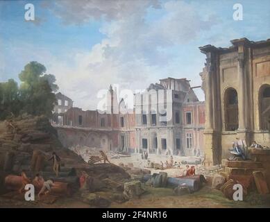 Hubert Robert - Abriss Chateau Meudon 1806 Stockfoto