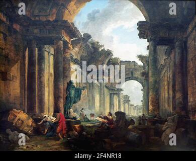 Hubert Robert - Imaginäre Ansicht Grand Gallery Louvre Ruinen 1796 Stockfoto