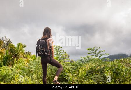 Wanderer in El Yunque Regenwald, Puerto Rico Stockfoto