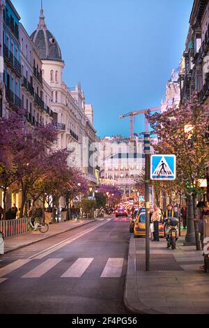 Madrid, Spanien 26. März 2019. Vertikale Ansicht der Straßen des Zentrums von Madrid Stockfoto