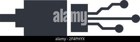 symboldarstellung für usb-Kabelspeicher Stock Vektor