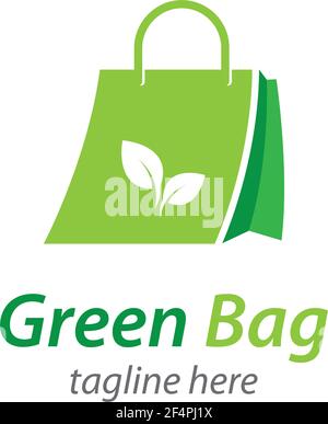 Grüne Tasche Logo Vorlage Symbol Vektor-Design Stock Vektor
