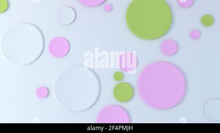 Abstrakt grün und weiß 3D Kreise Punkte Muster. Moderne Farben und Formen. 3D Verbildungsmuster Stockfoto