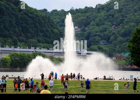 Point State Park Fountain im Point State Park in der Innenstadt Pittsburgh, Pennsylvania, USA Stockfoto