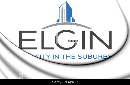 3D Emblem von Elgin (Illinois), USA. 3D Abbildung. Stockfoto