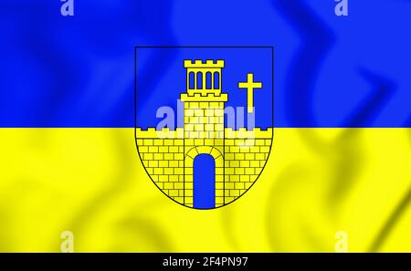 3D Flagge von Bad Driburg (Nordrhein-Westfalen), Deutschland. 3D Abbildung. Stockfoto