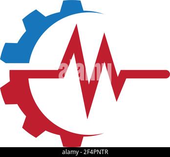 Puls mit Getriebeaufdruck-Logos Stock Vektor