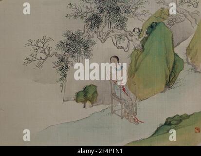 Malalbum von zwölf Frauen in Jinling (Nanjing) - Li Wan las ein Buch, von Fei Danxu, Qing-Dynastie Stockfoto