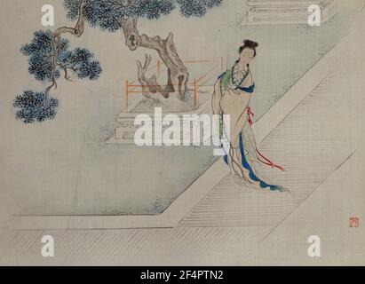 Malalbum von zwölf Frauen in Jinling (Nanjing) - Yuanchun wurde von der königlichen gewählt, von Fei Danxu, Qing-Dynastie Stockfoto