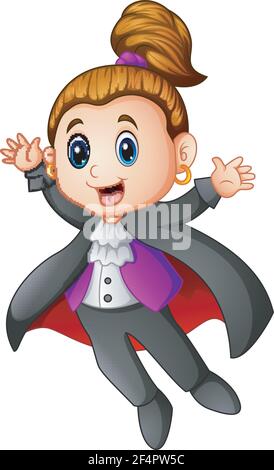 Vektor-Illustration von Cute dracula Mädchen Cartoon Stock Vektor