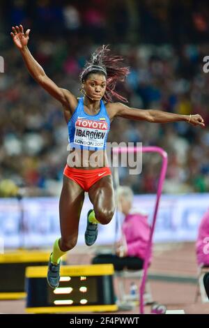 Caterine Ibarguen (Kolumbien). Triple Jump Frauen, Silbermedaille. Leichtathletik-Weltmeisterschaften der IAAF, London 2017 Stockfoto