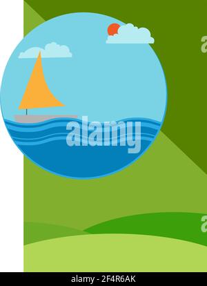 Segelboot Segeln auf Welle Vektor Illustration Stock Vektor