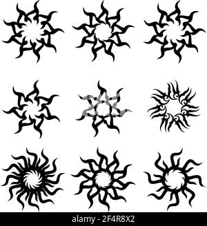 Tribal Tattoo Sonne, Flamme Tribal Design Vektor Illustration Stock Vektor