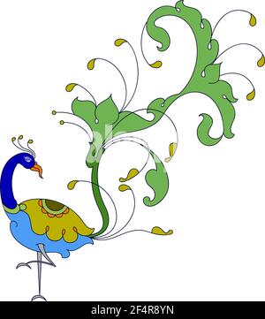 Peacock künstlerische handgezeichneten Vektorgrafiken Stock Vektor