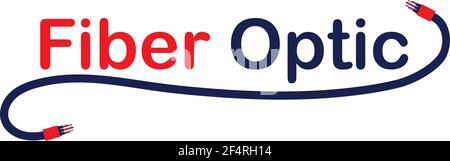 Fiber Optic Internet Cable Wifi Broadband Logo Design Template Rot Blau Einfach Stock Vektor