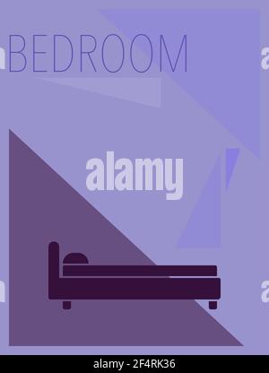 Schlafzimmer Minimal Design Creative Vektor Kunst Illustration Stock Vektor